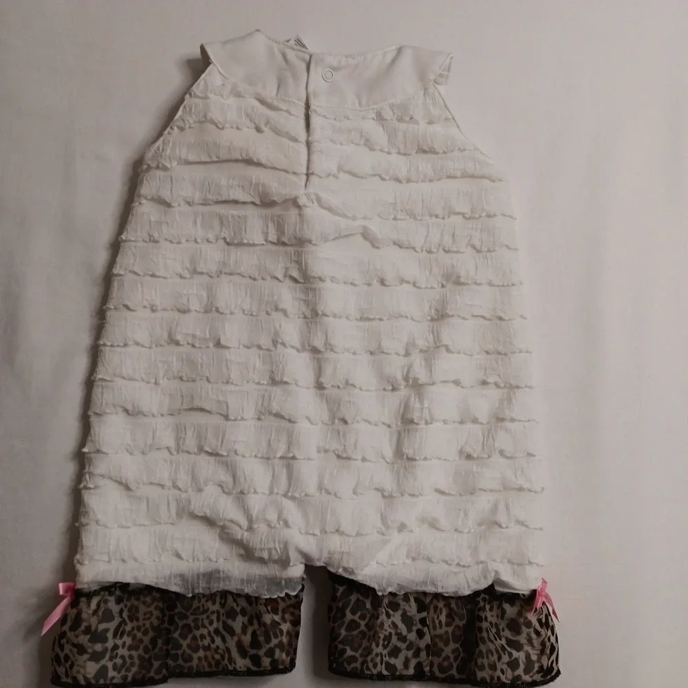 Babyrageous One Piece Outfit Girl's Sz‎ 9M White Layered Ruffles w/Animal...
